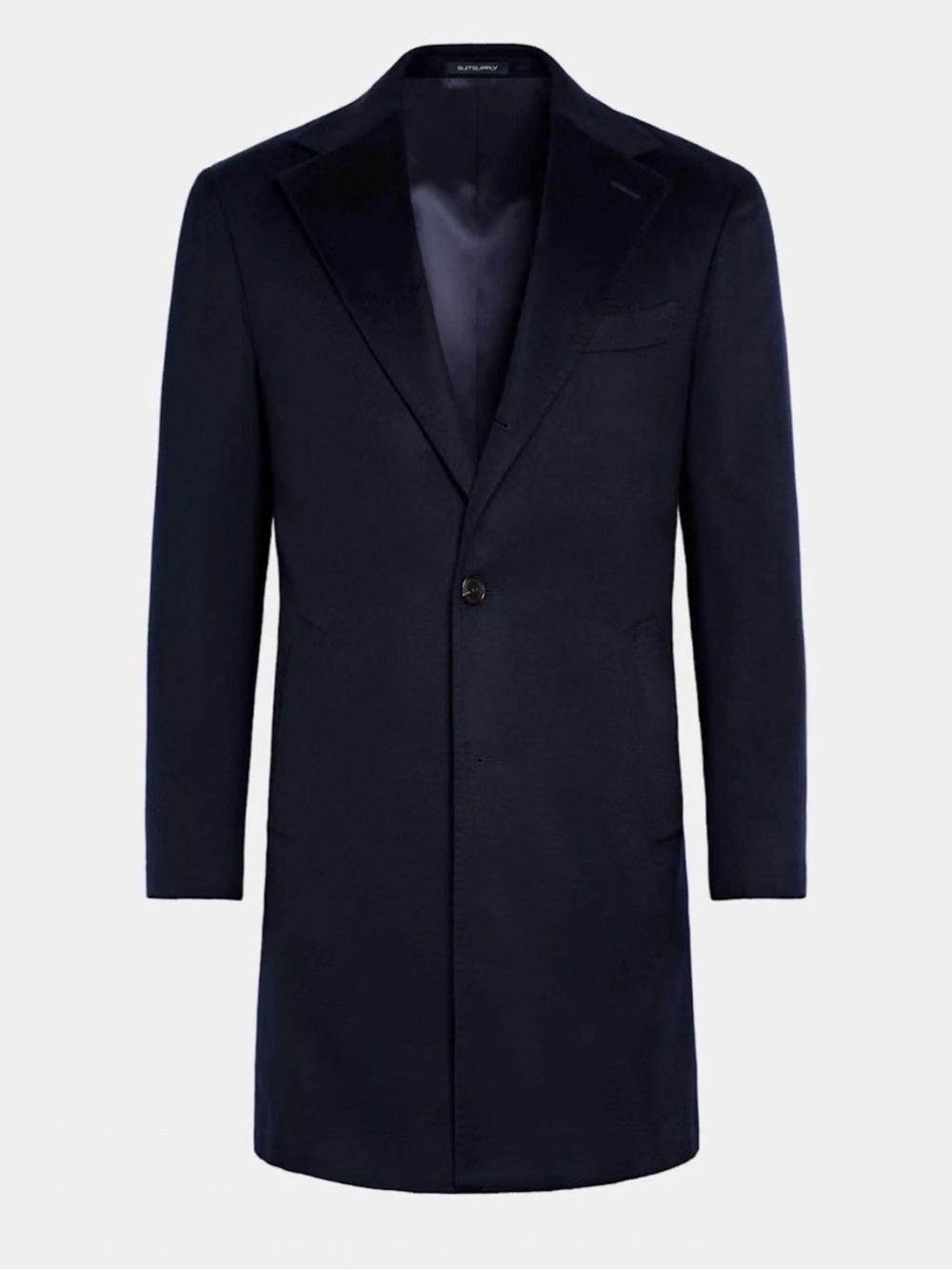 Suit supply Men's 100% cashmere Navy Single-Button top coat